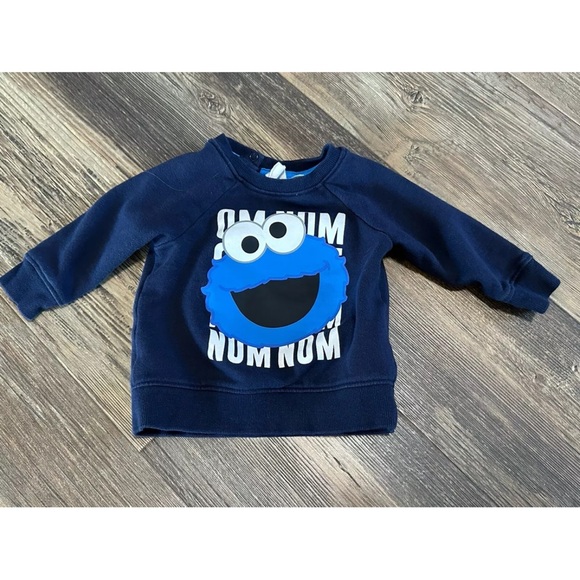 H&M Cookie Monster Sesame Street sweatshirt baby boy girl 6-9 months navy blue - Picture 1 of 5
